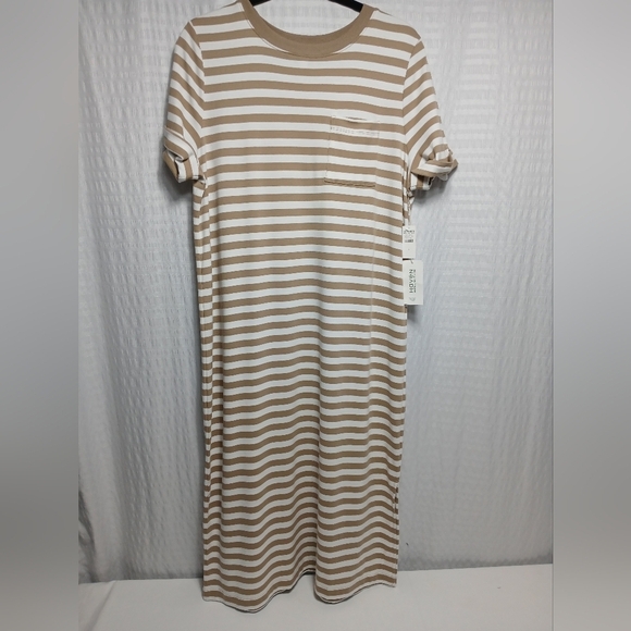 Haven Well Within Organic Cotton Striped T-Shirt Midi Dress. Size L NWT - Picture 4 of 11